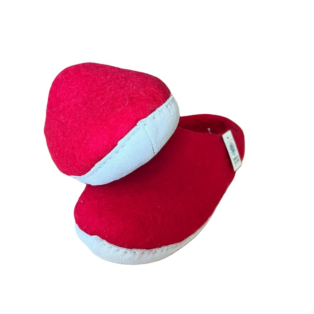 Merino Wool Felt Slipper – Suede Sole | Red
