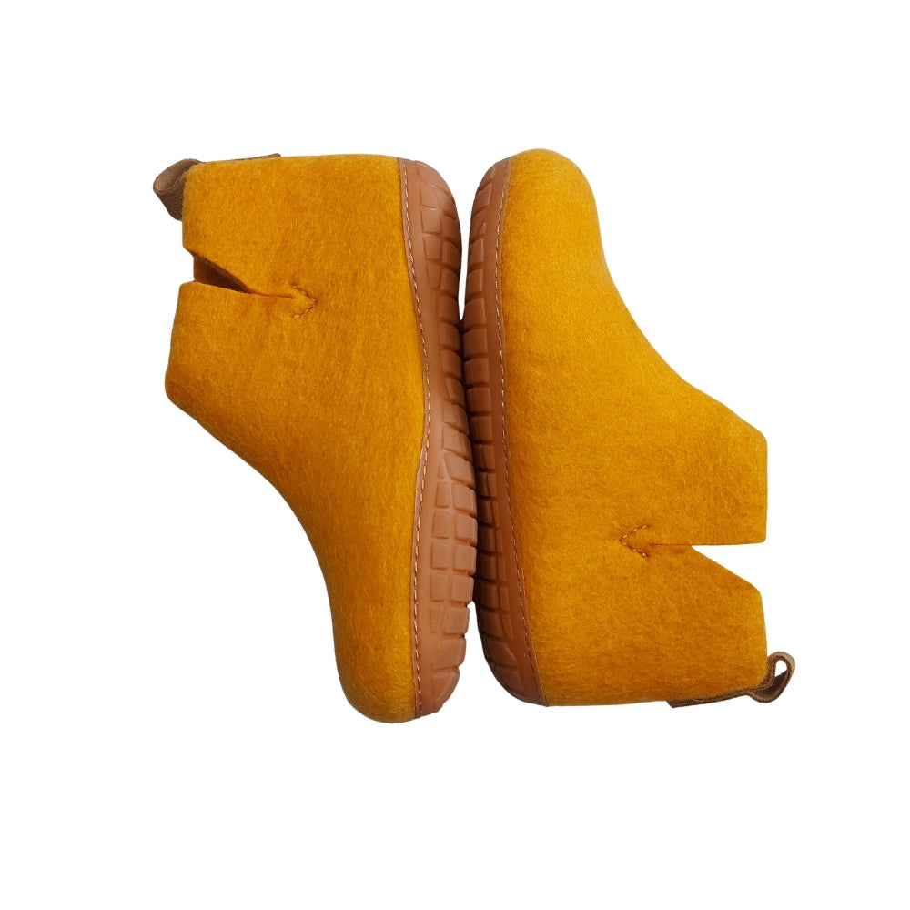 Orange Felt | Merino Wool Boot | Slip-On | Shoe | Adult | Unisex | Rubber Sole