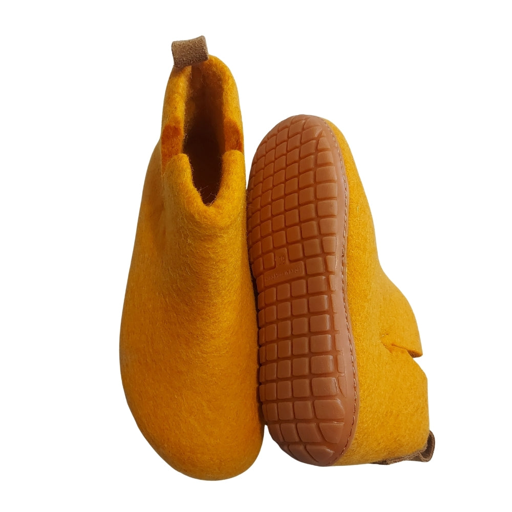 Orange Felt | Merino Wool Boot | Slip-On | Shoe | Adult | Unisex | Rubber Sole