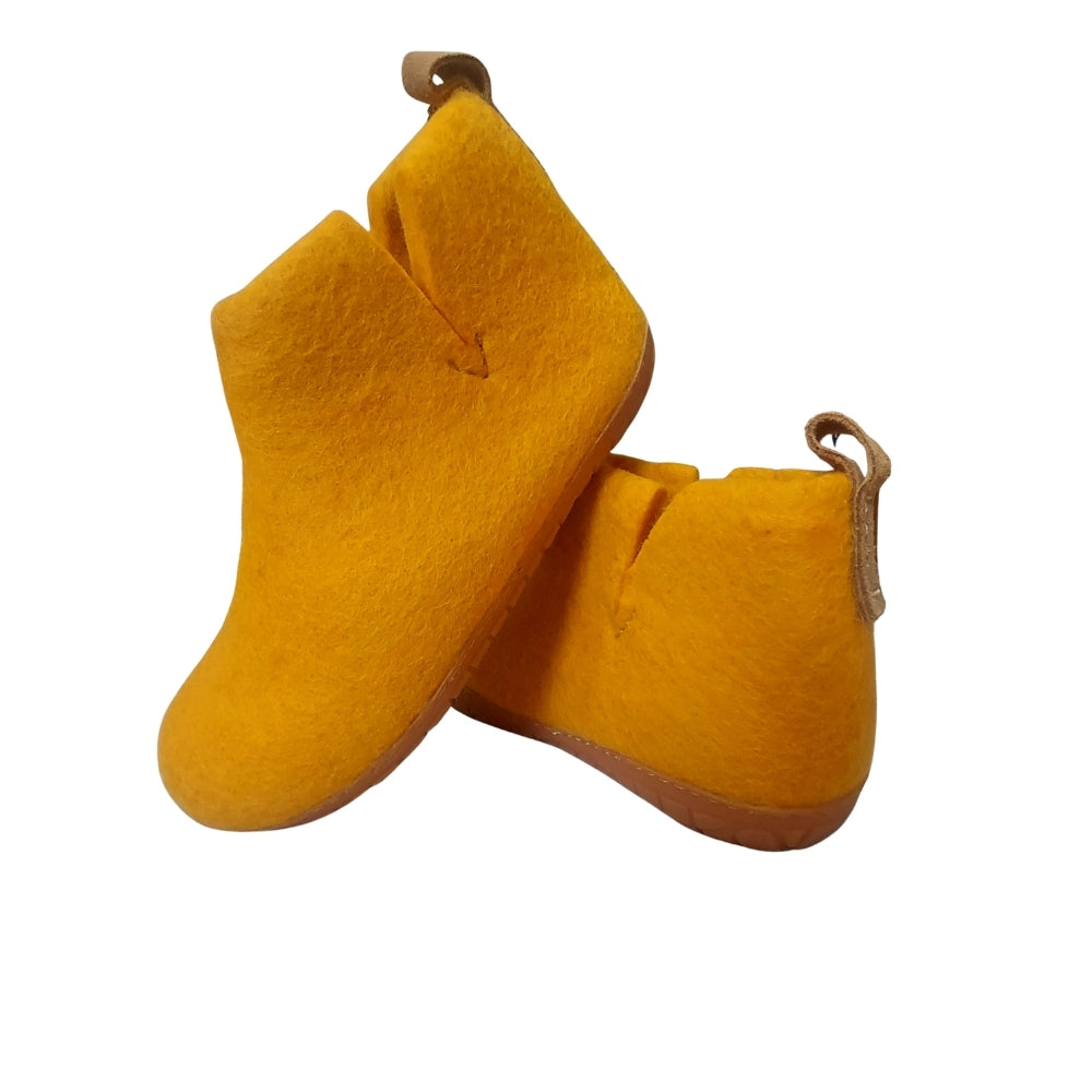 Orange Felt | Merino Wool Boot | Slip-On | Shoe | Adult | Unisex | Rubber Sole