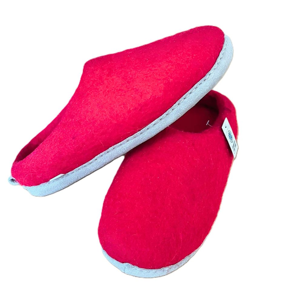 Merino Wool Felt Slipper – Suede Sole | Red