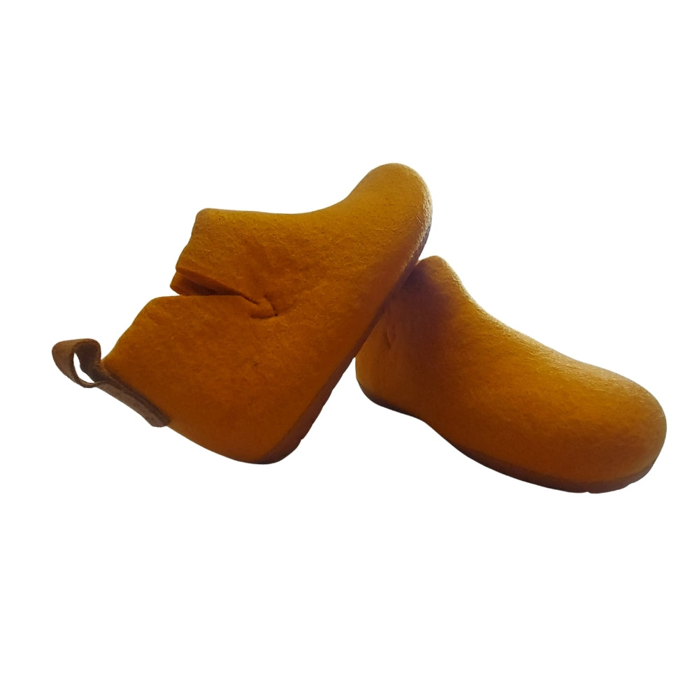 Orange Felt | Merino Wool Boot | Slip-On | Shoe | Adult | Unisex | Rubber Sole