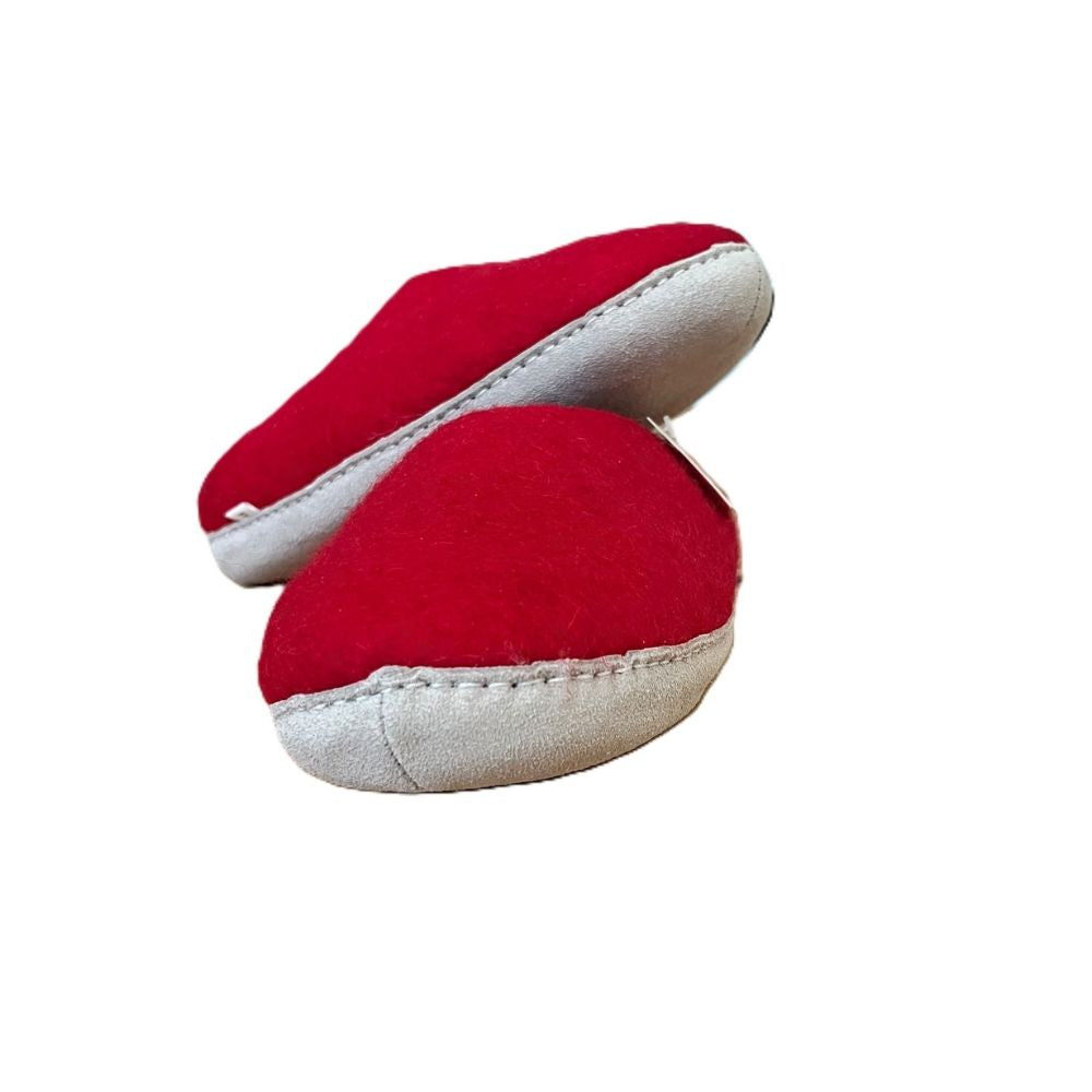 Merino Wool Felt Slipper – Suede Sole | Red