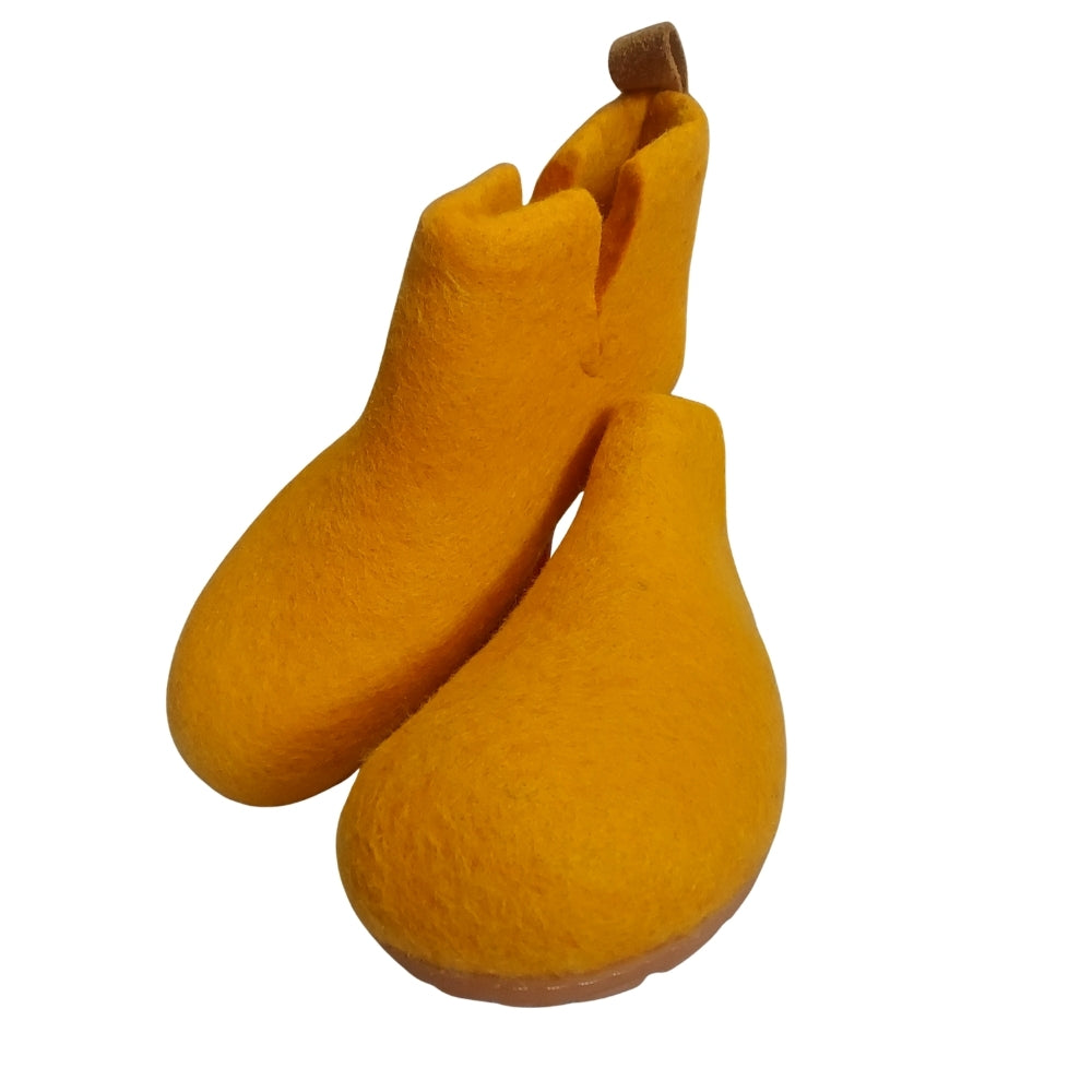 Orange Felt | Merino Wool Boot | Slip-On | Shoe | Adult | Unisex | Rubber Sole