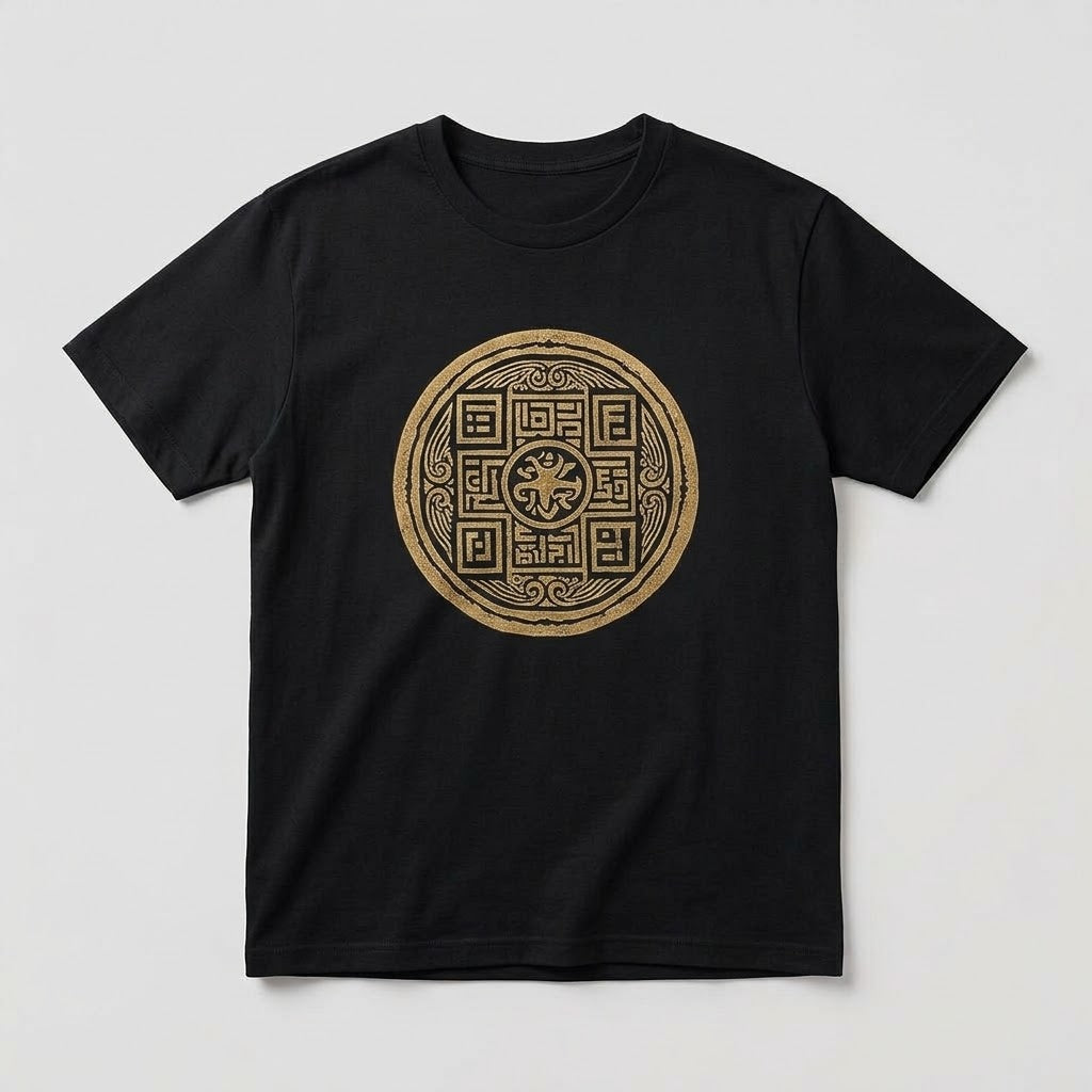Printed Black Short Sleeve T-Shirt | 100% Cotton