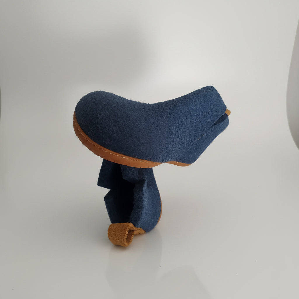 Navy Felt | Merino Wool Boot | Slip-On | Shoe | Adult | Unisex | Rubber Sole