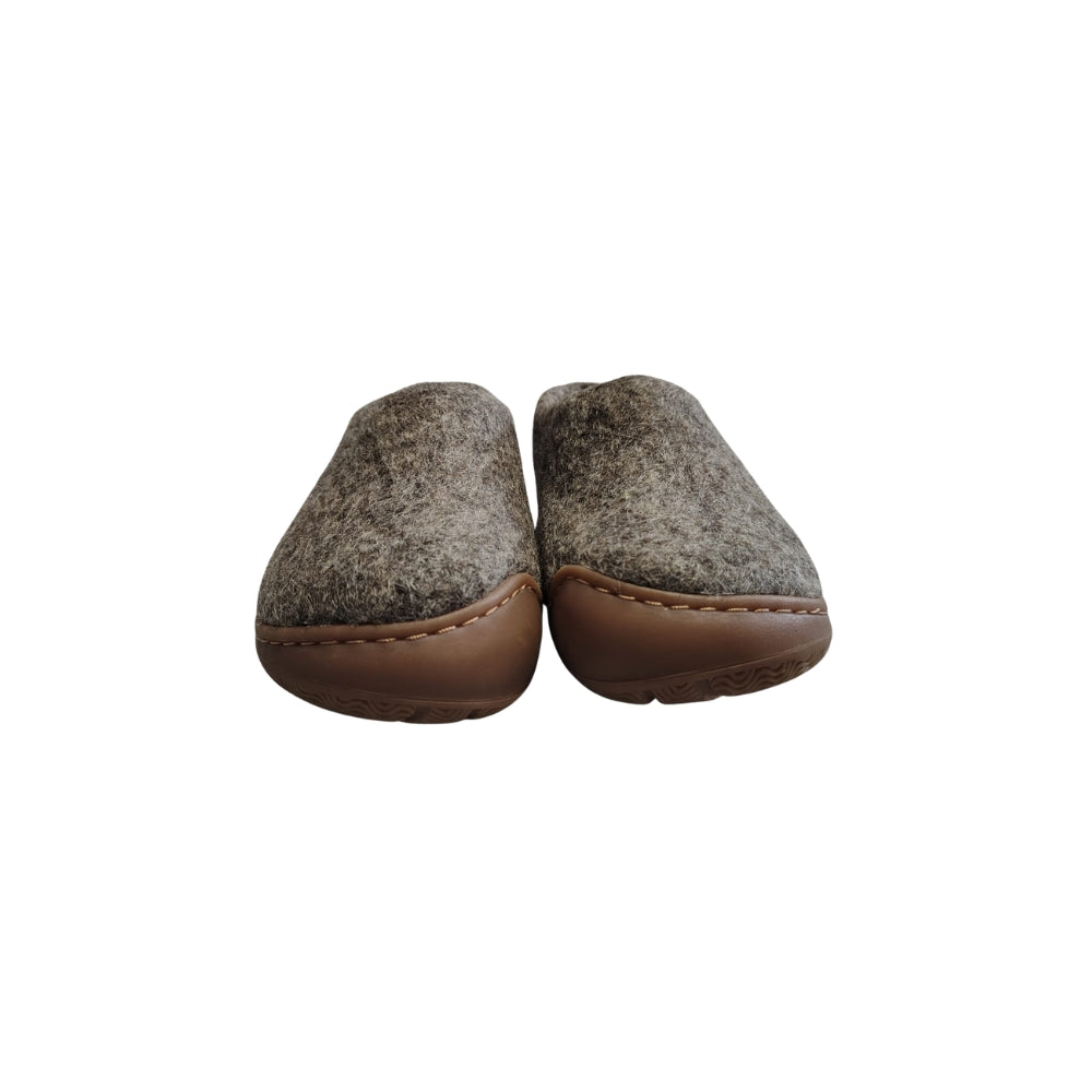 Light Brown Felt | Merino Wool Slippers | Slip-on | Shoes | Rubber Sole | Kids