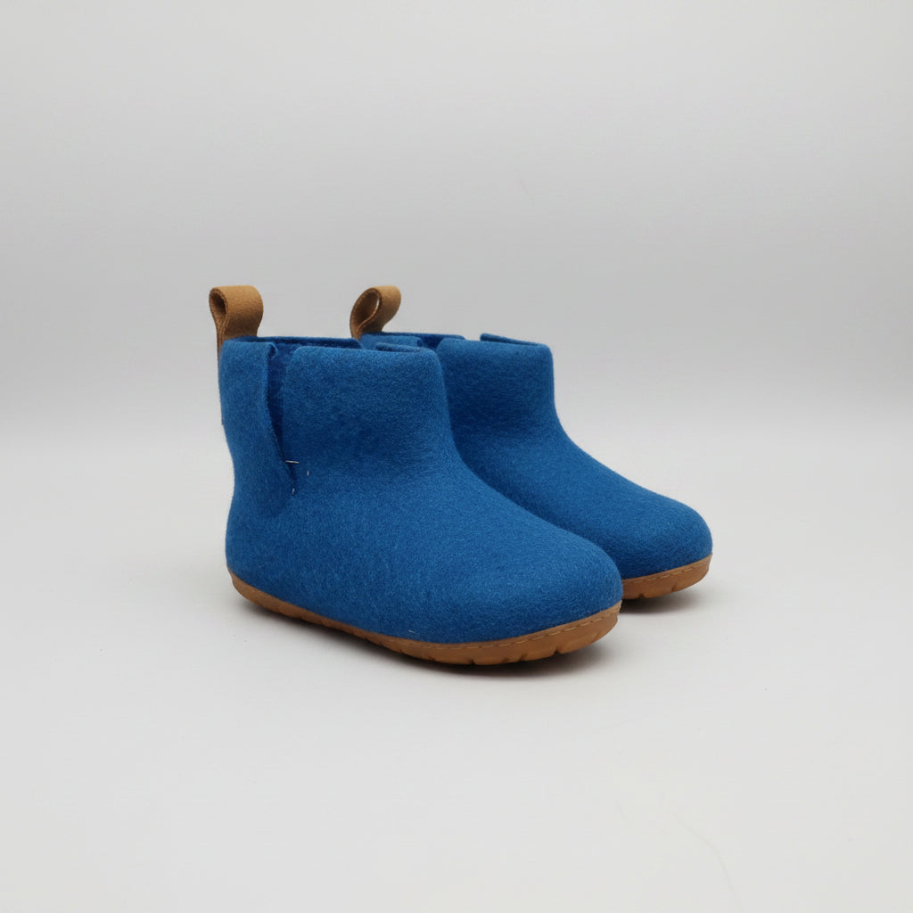 Blue Felt | Merino Wool Boot | Slip-On | Shoe | Adult | Unisex | Rubber Sole