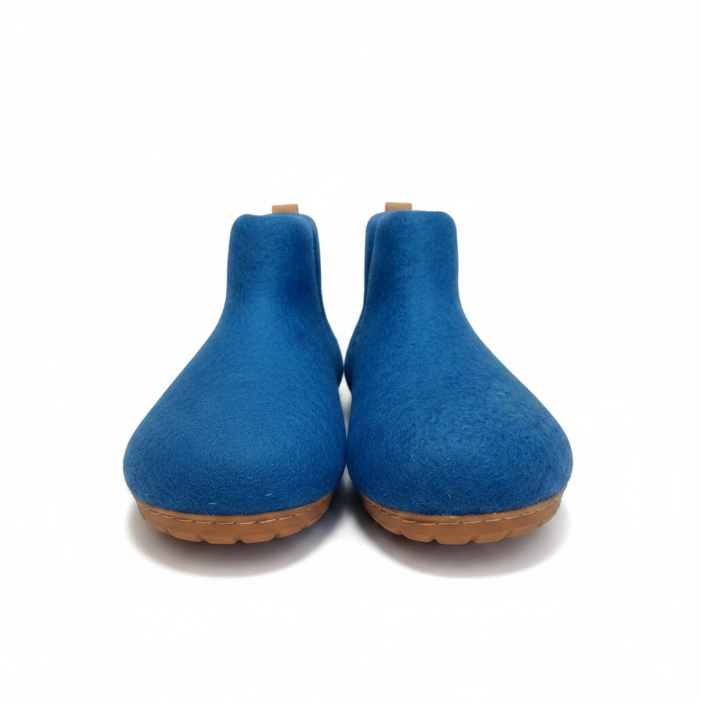 Blue Felt | Merino Wool Boot | Slip-On | Shoe | Adult | Unisex | Rubber Sole