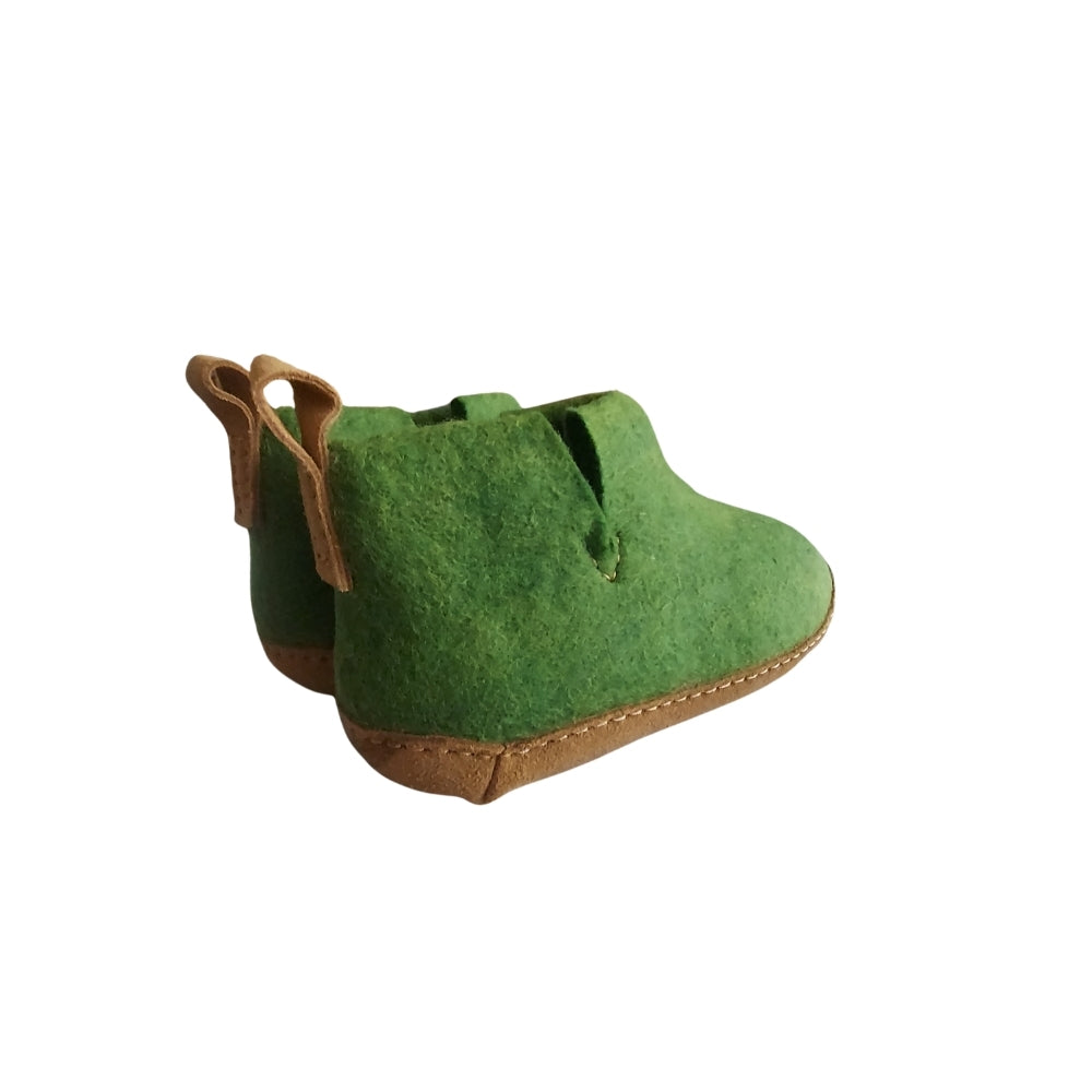 Green Felt | Merino Wool Boot | Slip-On | Shoe | Adult | Unisex | Rubber Sole