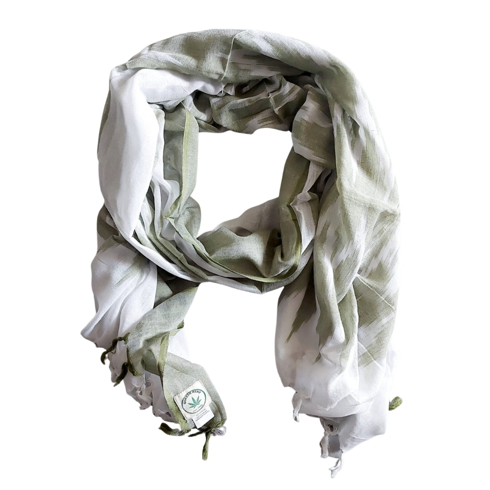 Olive Hemp Scarf | Eco-Friendly Shawl, Wrap, Muffler | Hemp 55% Cotton 45% | THC-Free | Handmade in Nepal