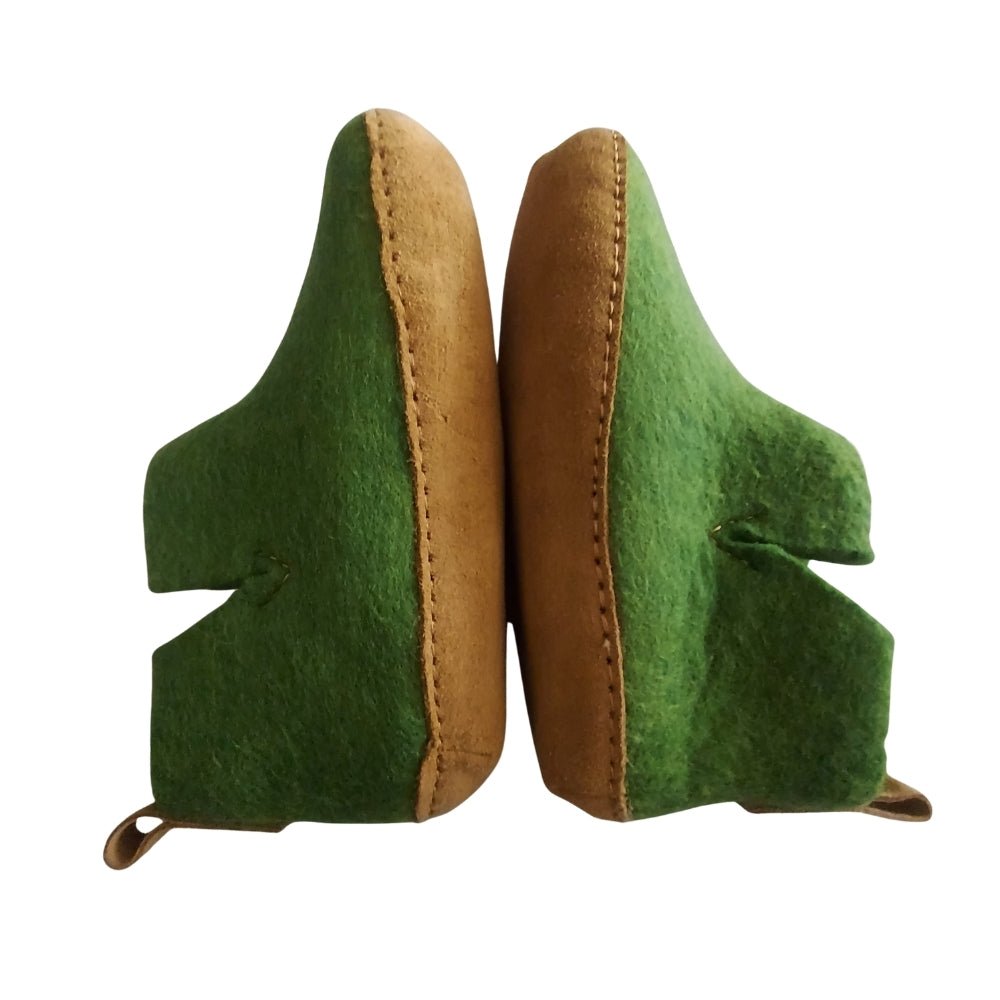 Green Felt | Merino Wool Boot | Slip-On | Shoe | Adult | Unisex | Rubber Sole
