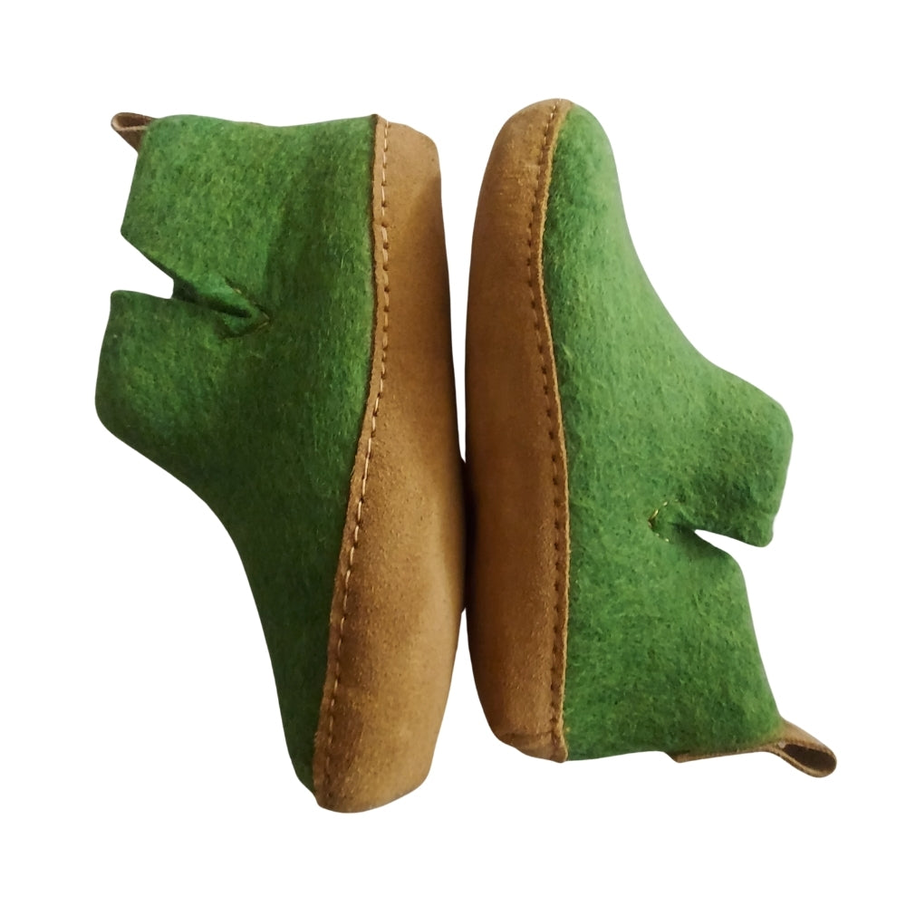 Green Felt | Merino Wool Boot | Slip-On | Shoe | Adult | Unisex | Rubber Sole
