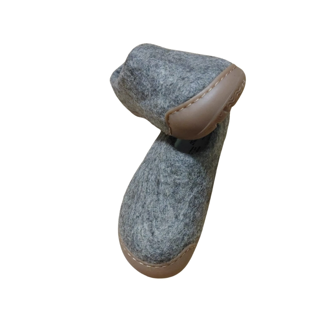 Grey Felt | Merino Wool Slippers | Slip-on | Shoes | Rubber Sole | Kids