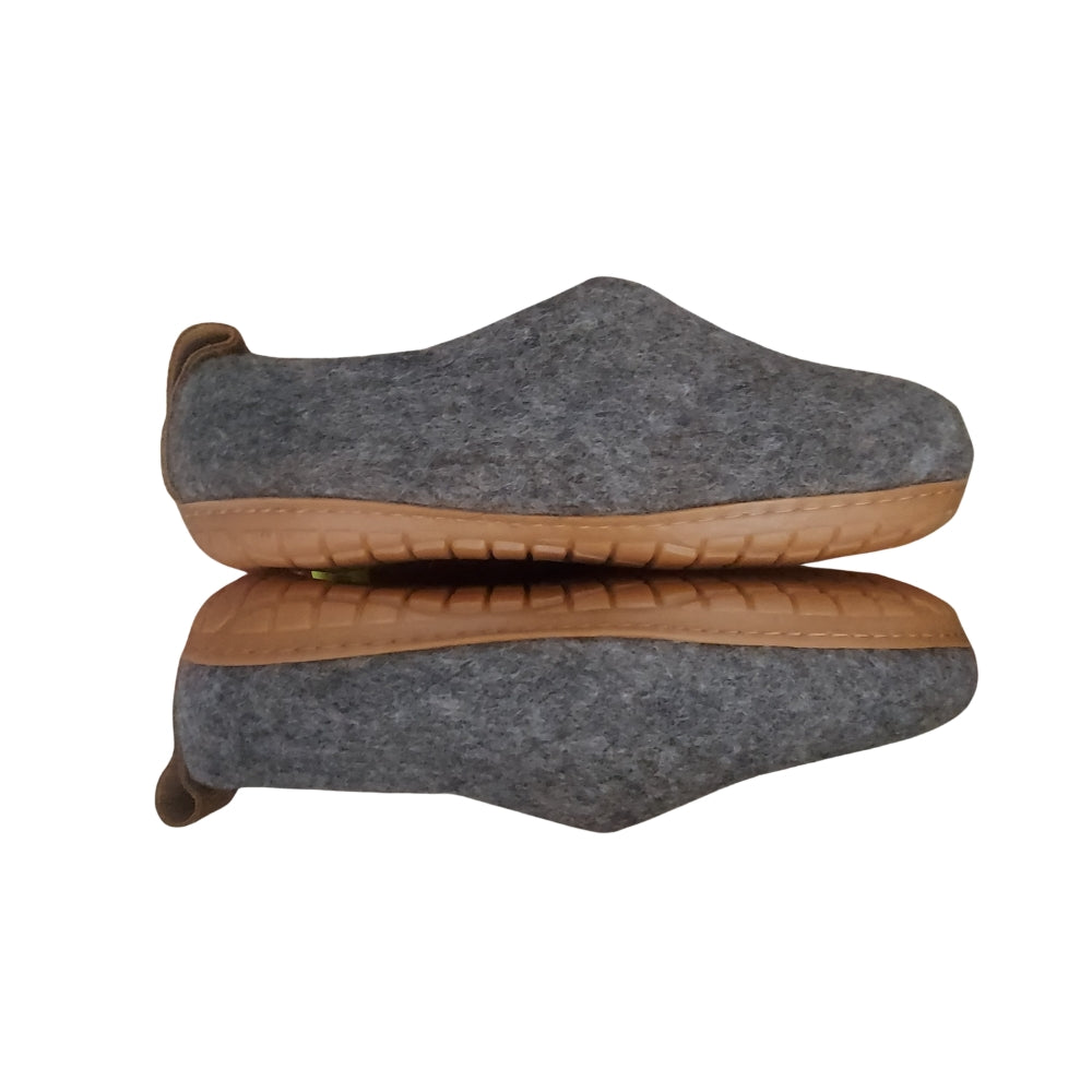 Merino Wool Felt Shoe - Rubber Sole | Brown