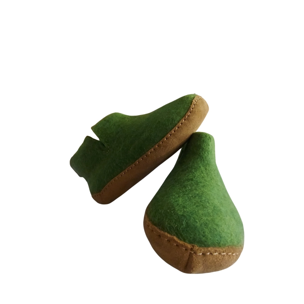 Green Felt | Merino Wool Boot | Slip-On | Shoe | Adult | Unisex | Rubber Sole