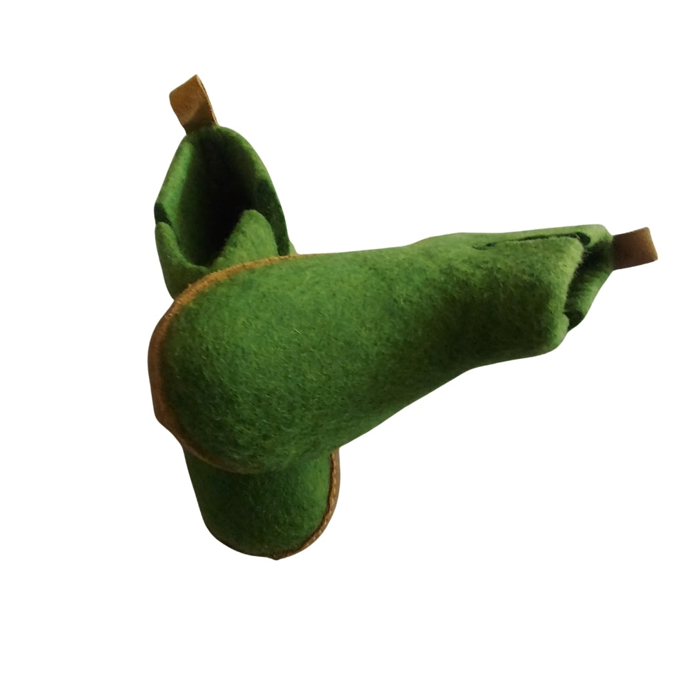 Green Felt | Merino Wool Boot | Slip-On | Shoe | Adult | Unisex | Rubber Sole