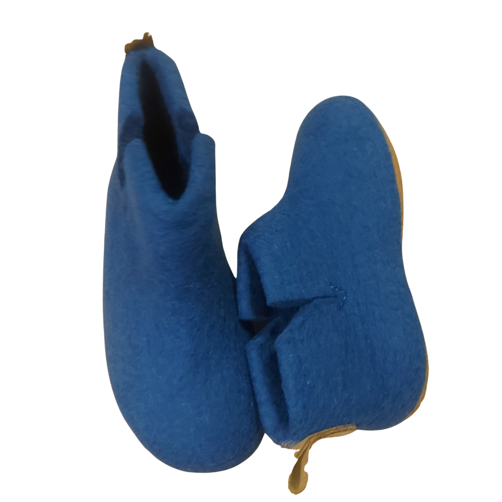 Blue Felt | Merino Wool Boot | Slip-On | Shoe | Adult | Unisex | Rubber Sole