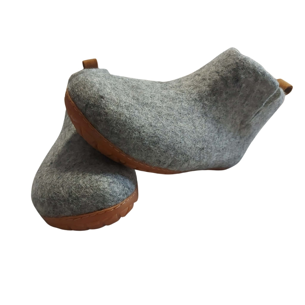 Gray Felt | Merino Wool Boot | Slip-On | Shoe | Adult | Unisex | Rubber Sole