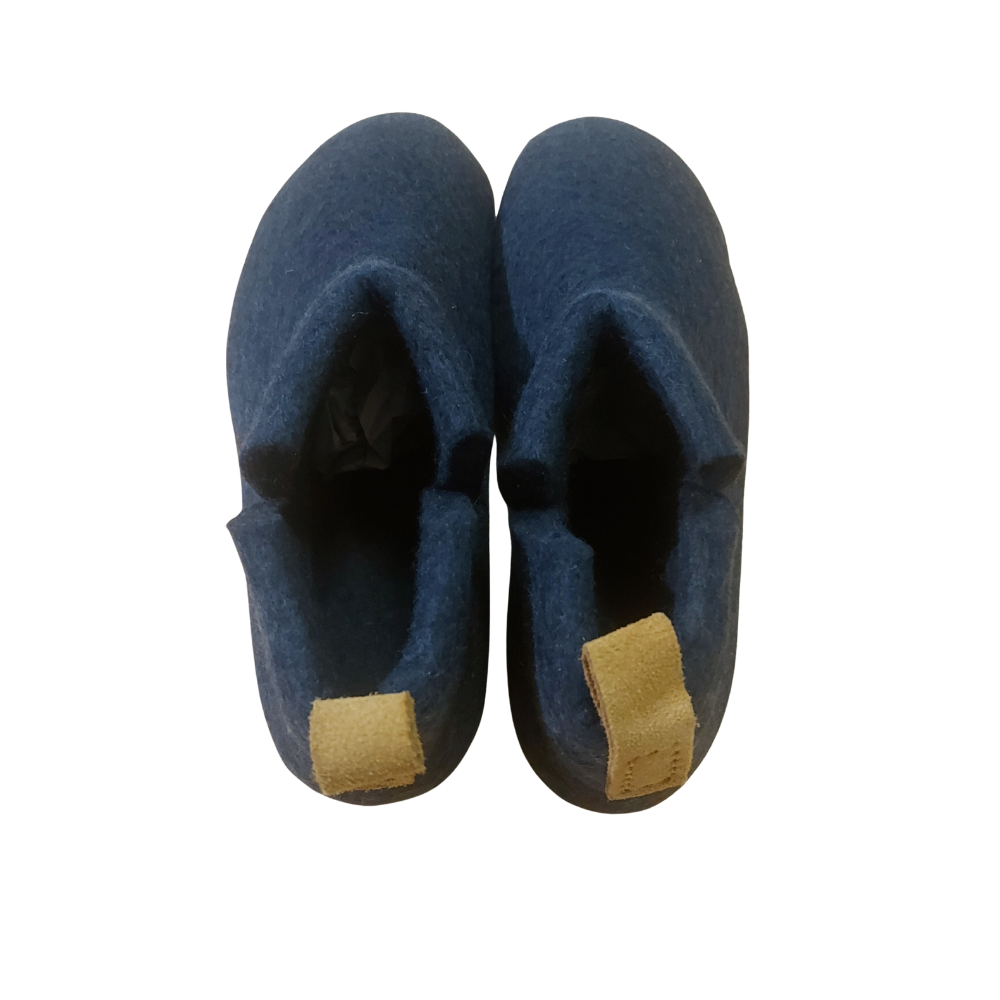 Navy Felt | Merino Wool Boot | Slip-On | Shoe | Adult | Unisex | Rubber Sole