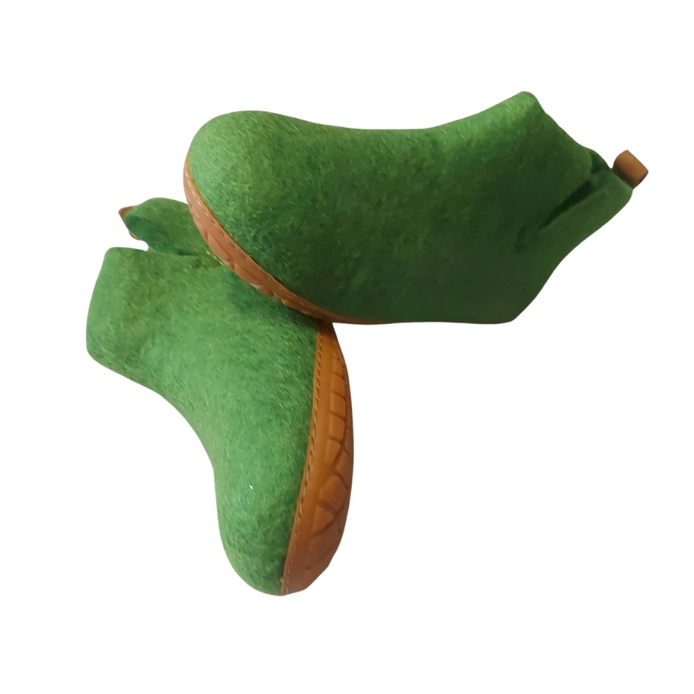 Green Felt | Merino Wool Boot | Slip-On | Shoe | Adult | Unisex | Rubber Sole