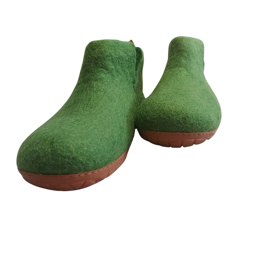 Green Felt | Merino Wool Boot | Slip-On | Shoe | Adult | Unisex | Rubber Sole