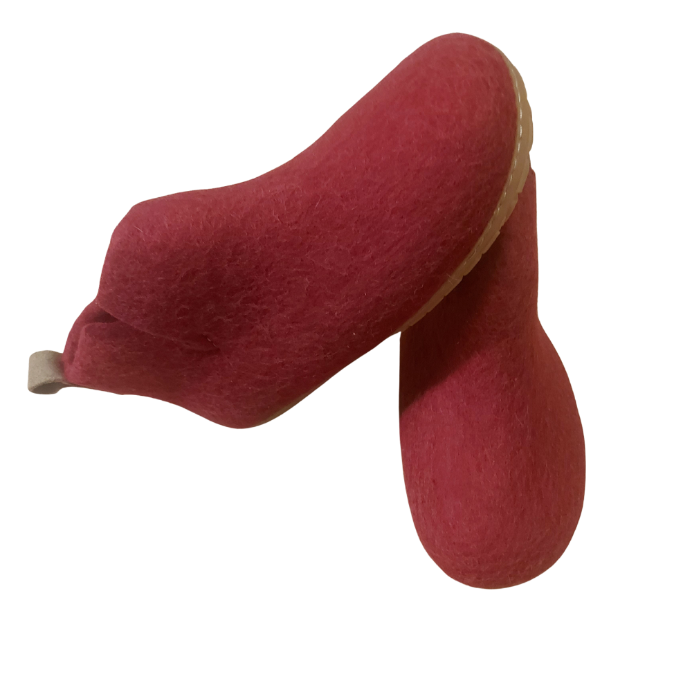 Dark Red Felt | Merino Wool Boot | Slip-On | Shoe | Adult | Unisex | Rubber Sole