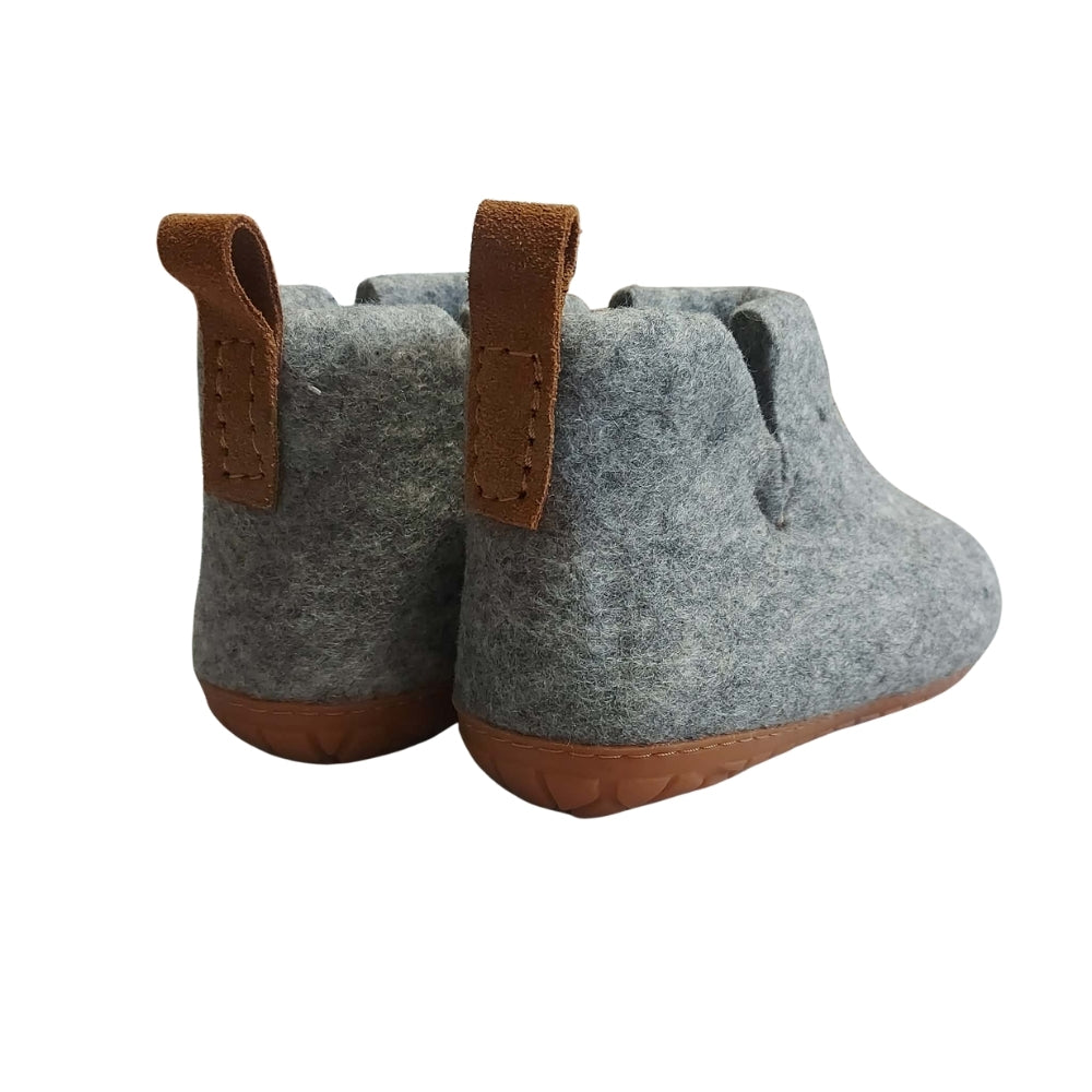 Gray Felt | Merino Wool Boot | Slip-On | Shoe | Adult | Unisex | Rubber Sole