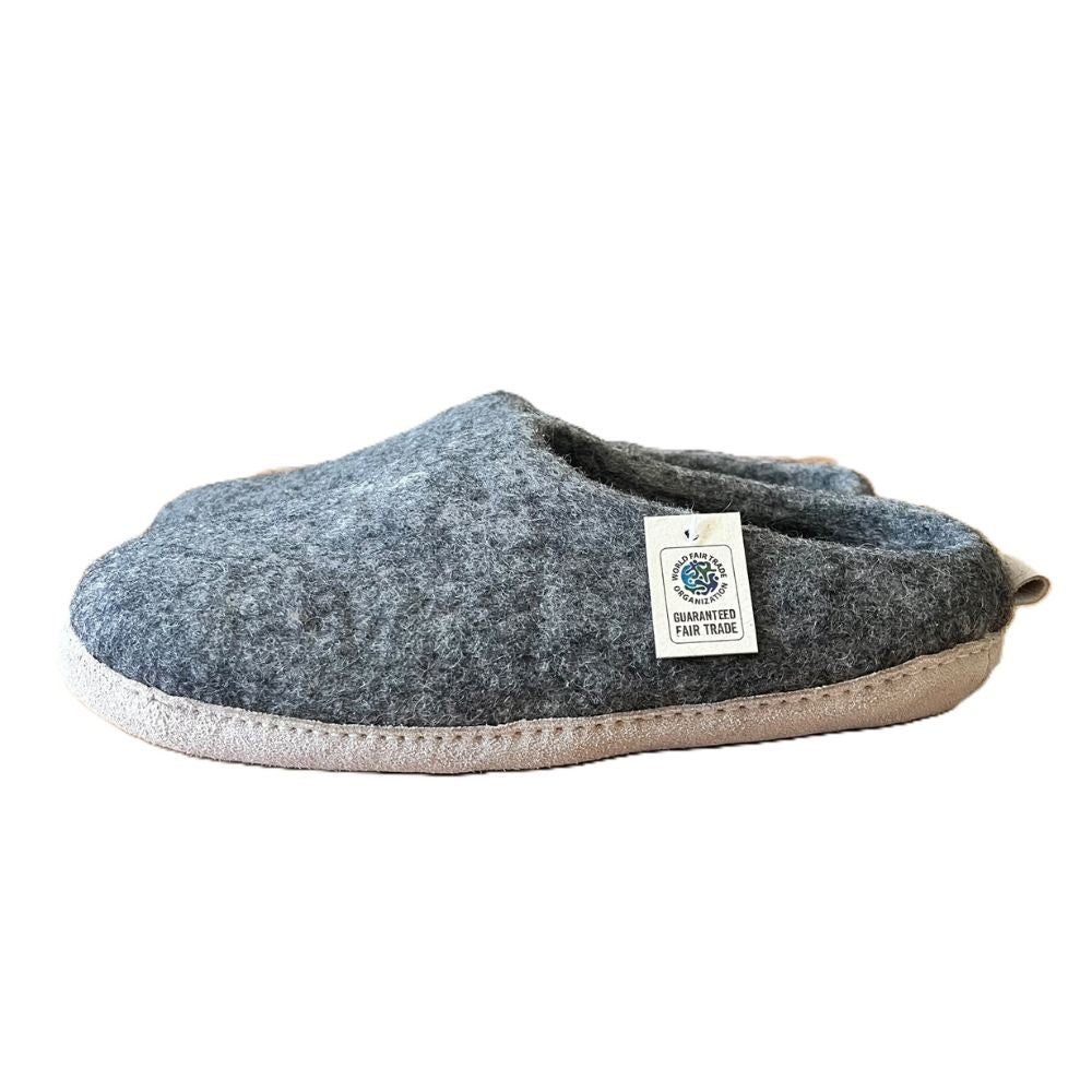 Merino Wool Felt Slipper – Suede Sole | Grey