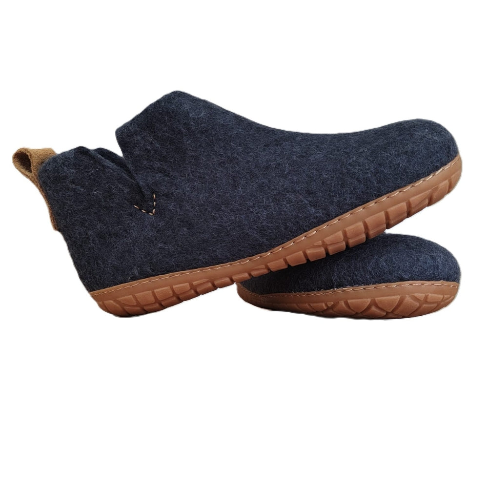 Charcoal Felt | Merino Wool Boot | Slip-On | Shoe | Adult | Unisex | Rubber Sole