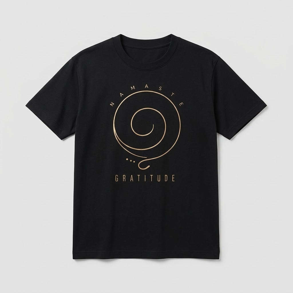 Printed Black Short Sleeve T-Shirt | 100% Cotton