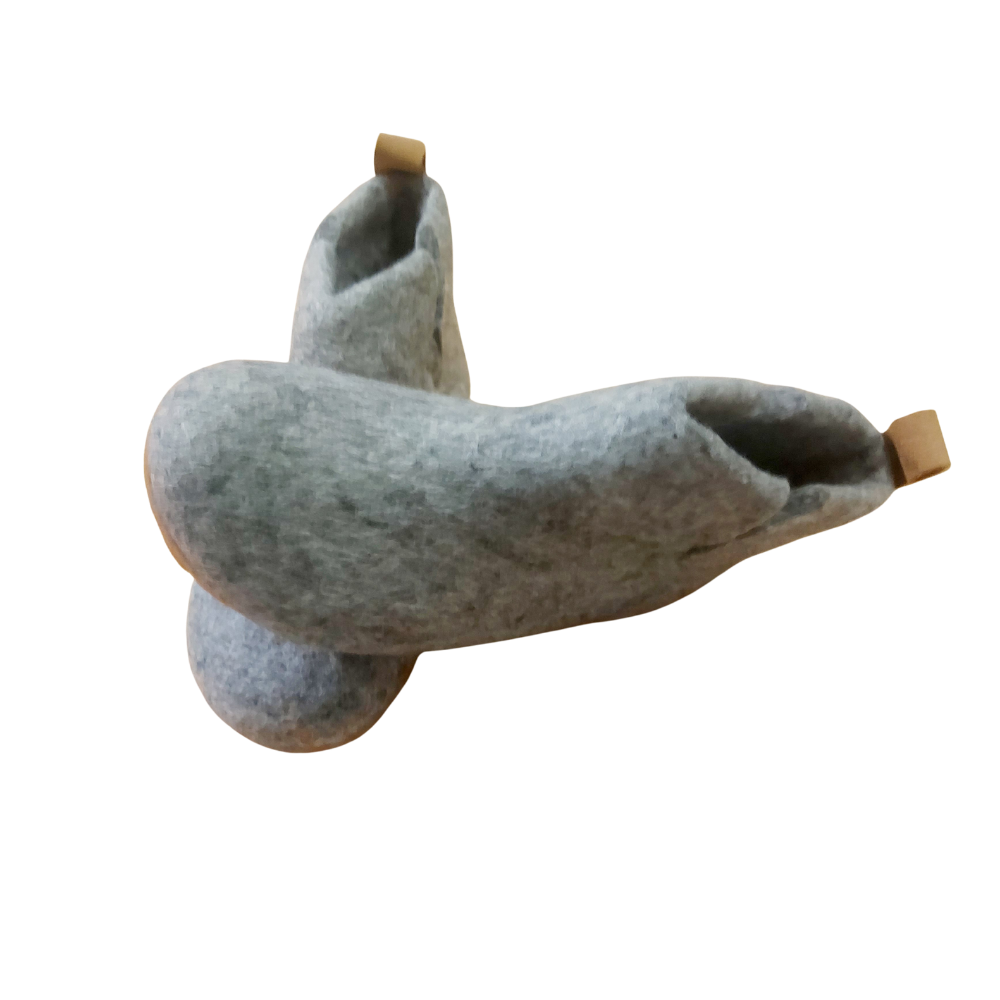 Gray Felt | Merino Wool Boot | Slip-On | Shoe | Adult | Unisex | Rubber Sole