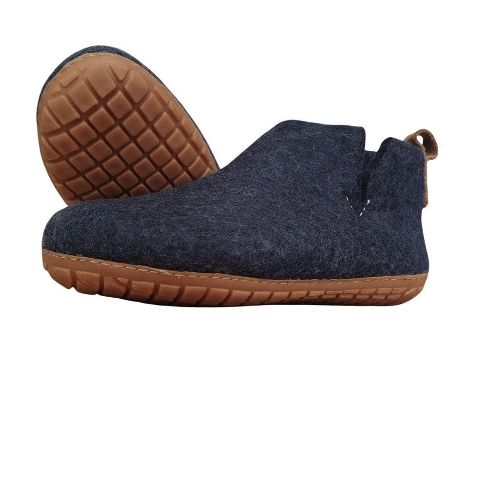 Charcoal Felt | Merino Wool Boot | Slip-On | Shoe | Adult | Unisex | Rubber Sole