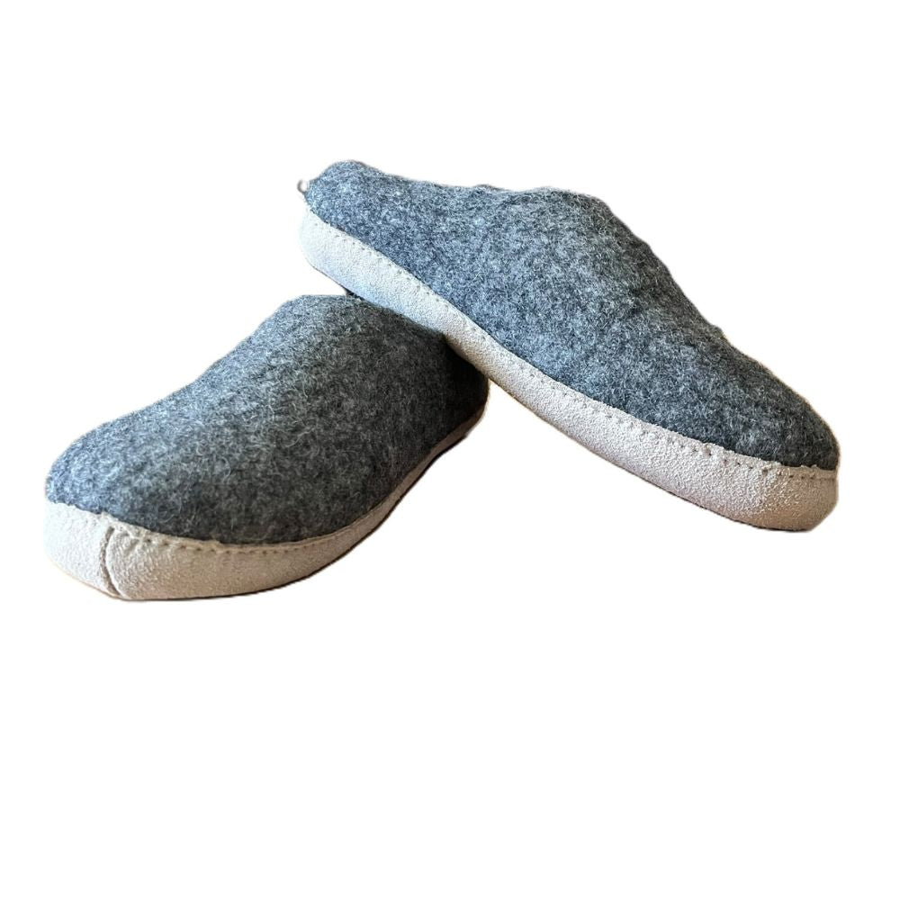 Merino Wool Felt Slipper – Suede Sole | Grey