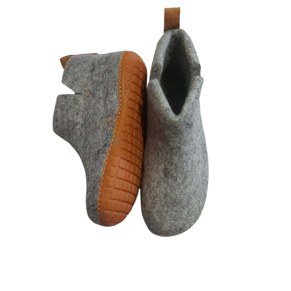 Gray Felt | Merino Wool Boot | Slip-On | Shoe | Adult | Unisex | Rubber Sole