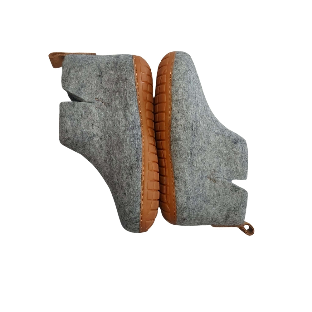 Gray Felt | Merino Wool Boot | Slip-On | Shoe | Adult | Unisex | Rubber Sole