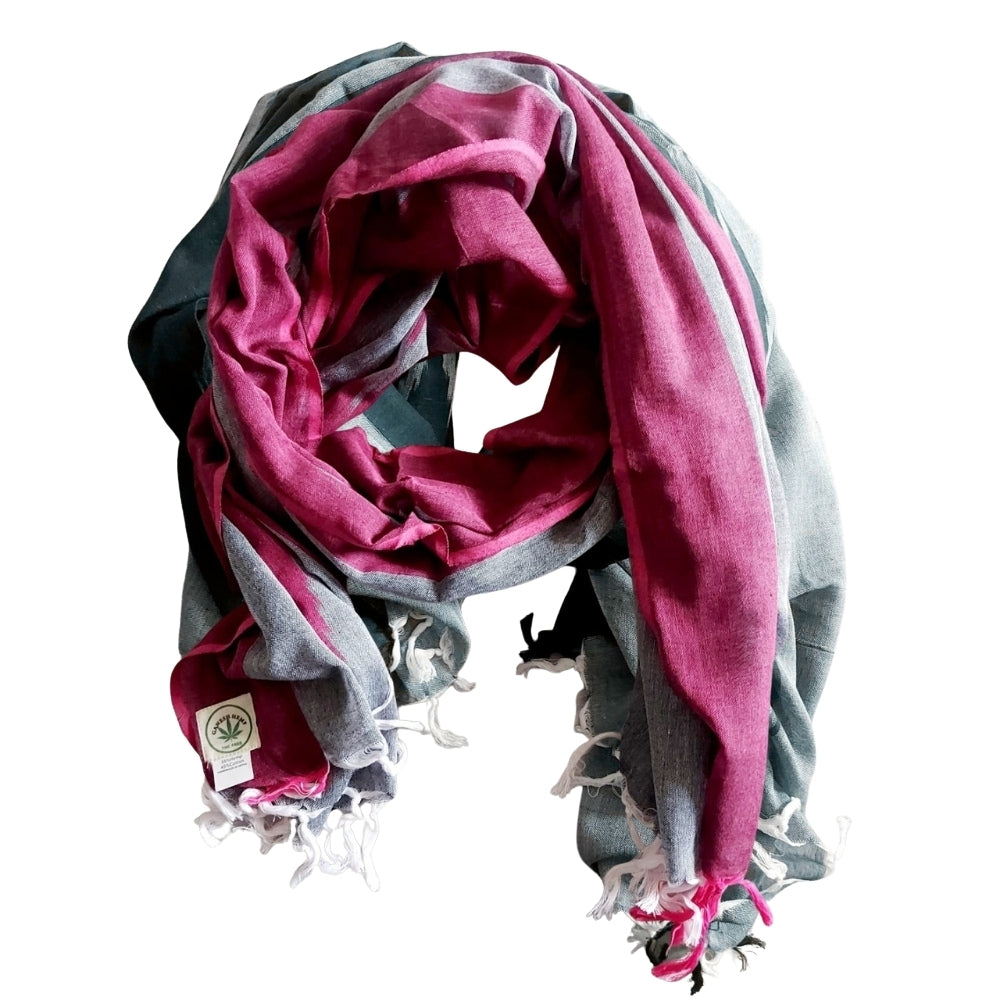 Red Hemp Scarf | Eco-Friendly Shawl, Wrap, Muffler | Hemp 55% Cotton 45% | THC-Free | Handmade in Nepal