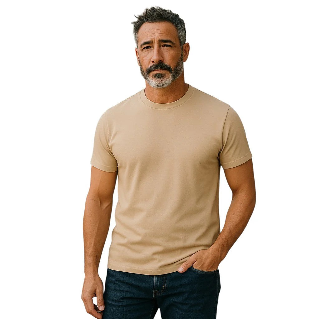 Beige Hemp/Cotton Unisex Tee | Breathable & THC-Free | 35% Hemp, 15% Viscose, 50% Cotton