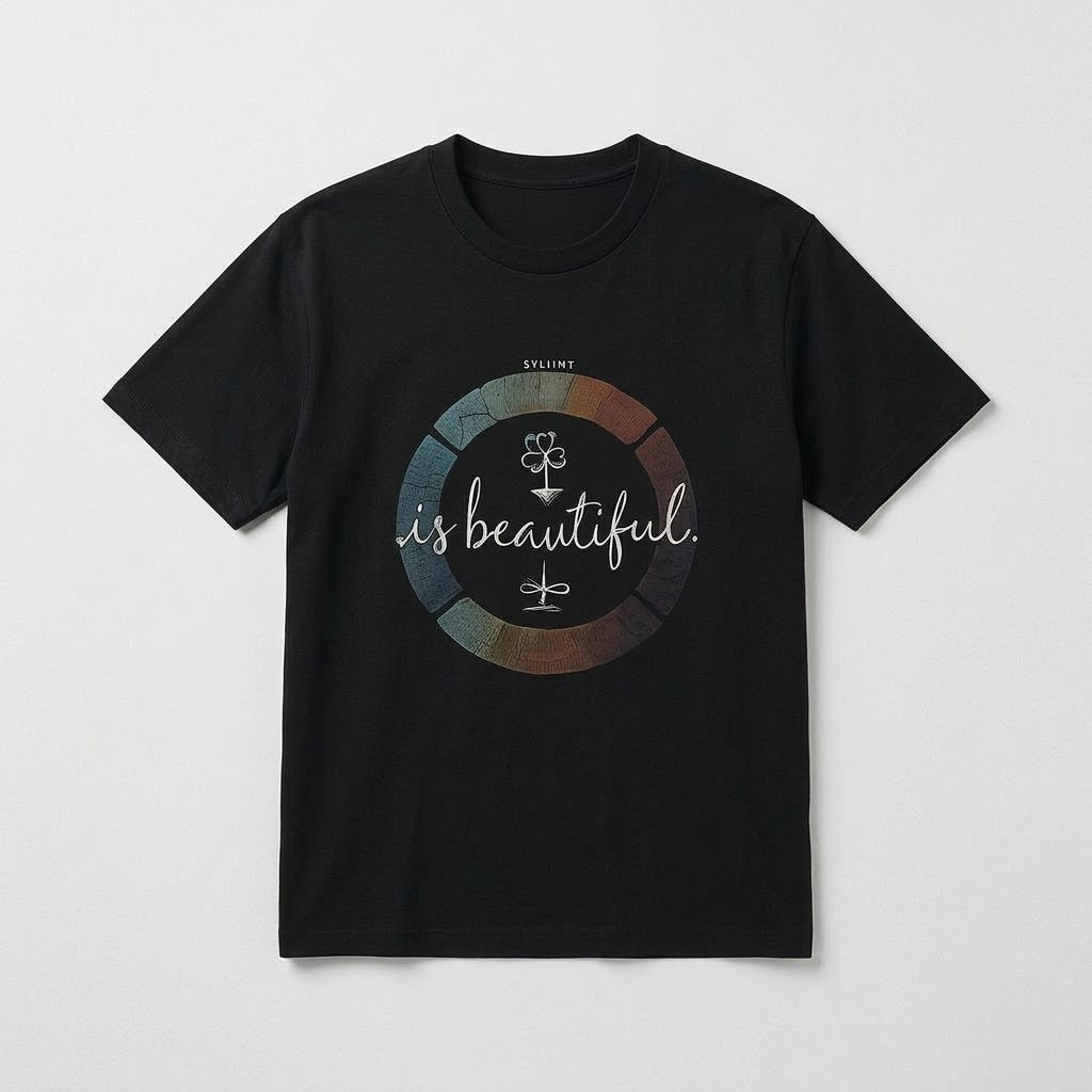 Printed Black Short Sleeve T-Shirt | 100% Cotton