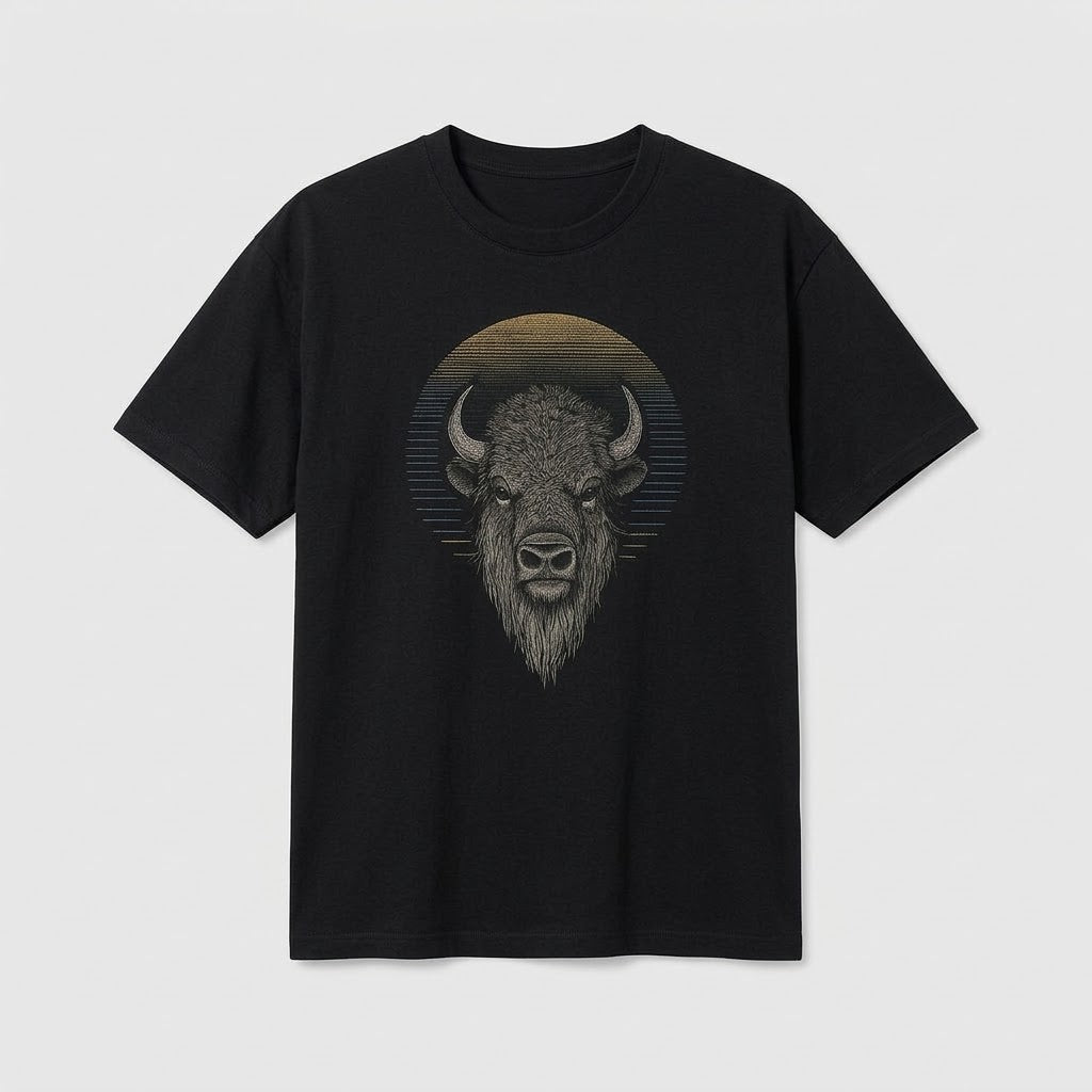 Printed Black Short Sleeve T-Shirt | 100% Cotton