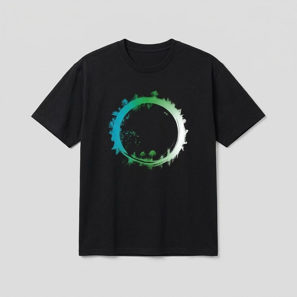 Printed Black Short Sleeve T-Shirt | 100% Cotton