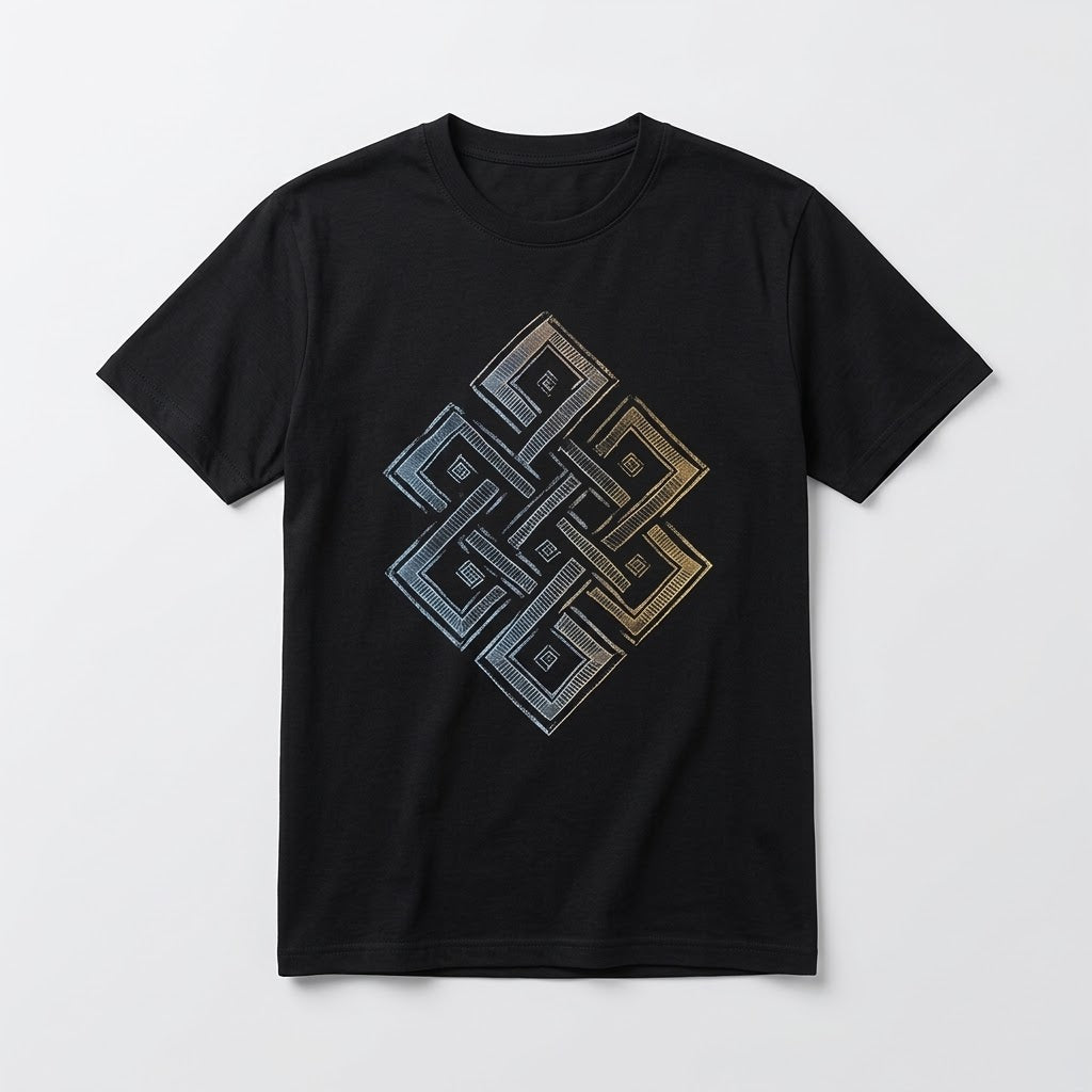 Printed Black Short Sleeve T-Shirt | 100% Cotton